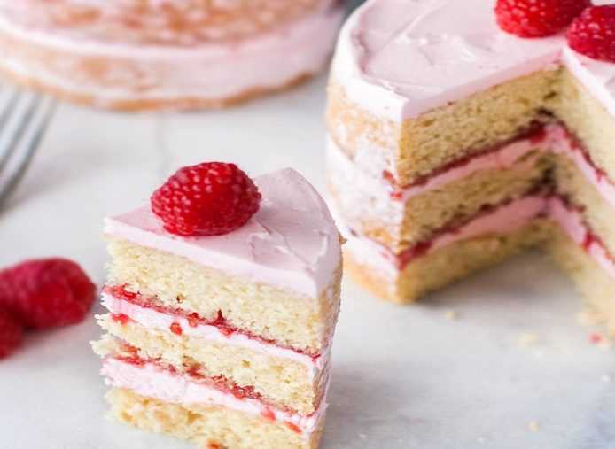 Бисквитный пирог с малиной, простой рецепт с фото