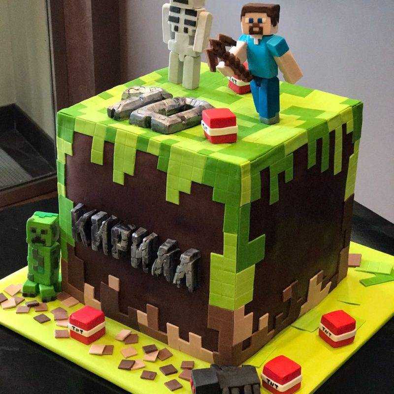 Торт майнкрафт на день рождения мальчику. cake minecraft