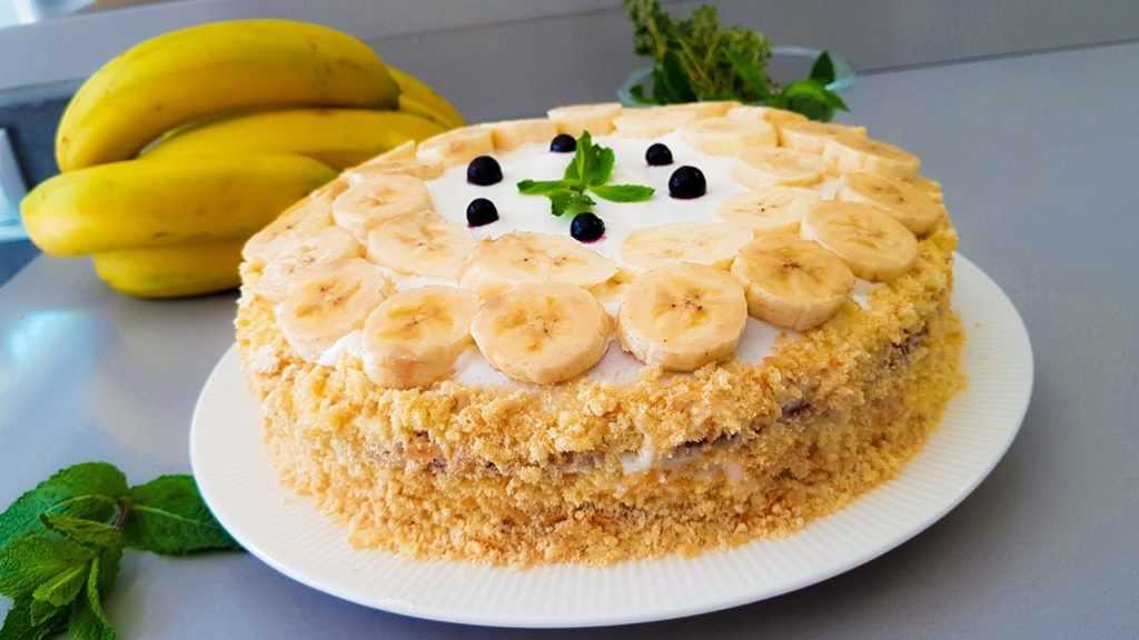 Торт без выпечки из печенья с бананом - пошаговый рецепт с фото