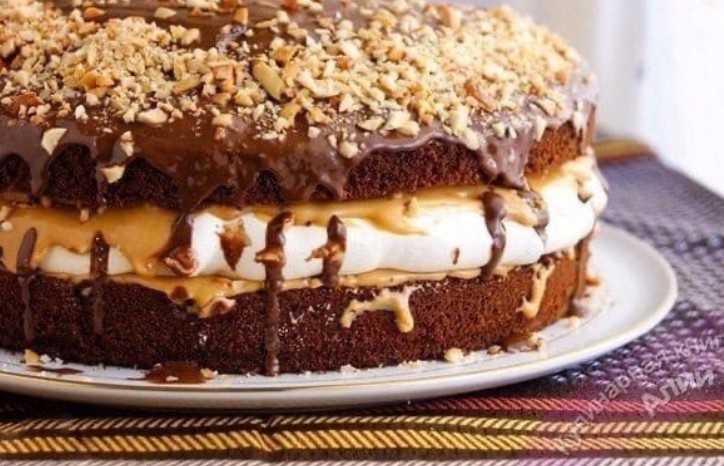 Торт "сникерс" - классический рецепт с фото пошагово в домашних условиях.